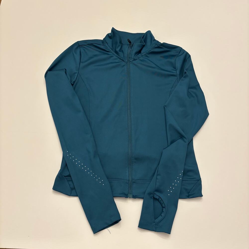 Hind Running Womens S Teal Full Zip Jacket Thumbholes Reflective Athletic